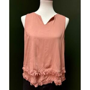 Blues‎ & Greys Sleeveless V-Neck Fringe Hem Blouse Women's M